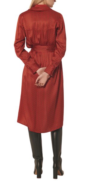 Платье женское атласное с принтом / Коричневый / 40