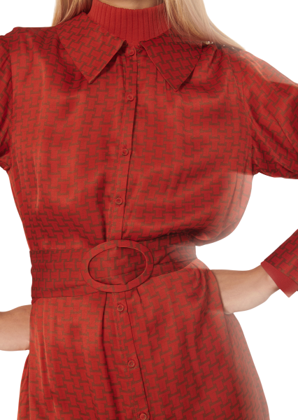 Платье женское атласное с принтом / Коричневый / 40