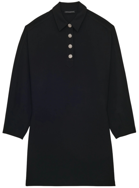 Платье с декоративными пуговицами женское / Черный / 42