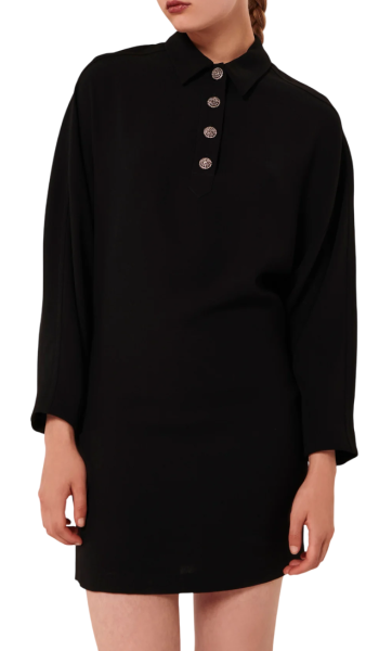 Платье с декоративными пуговицами женское / Черный / 42