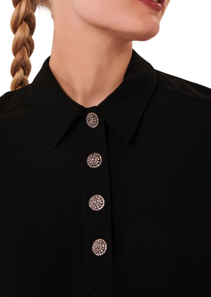 Платье с декоративными пуговицами женское / Черный / 42