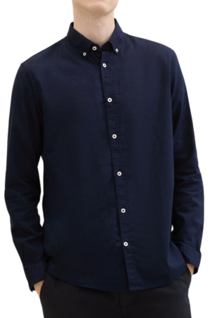 Рубашка льняная мужская / Синий / 46