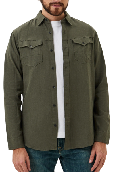 Рубашка хлопковая мужская / Хаки / 46