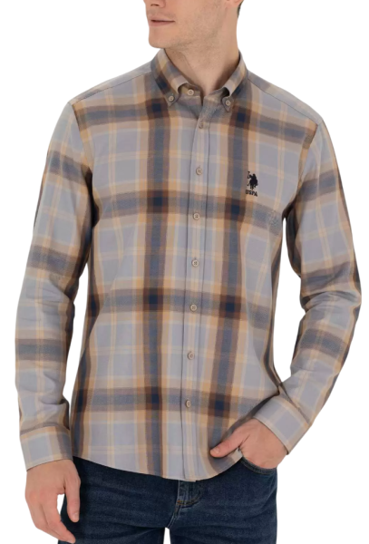 Рубашка с принтом мужская / Бежевый / 44