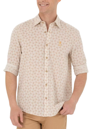 Рубашка хлопковая мужская / Бежевый / 46