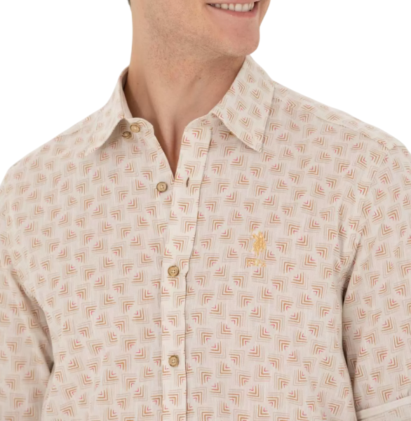 Рубашка хлопковая мужская / Бежевый / 46