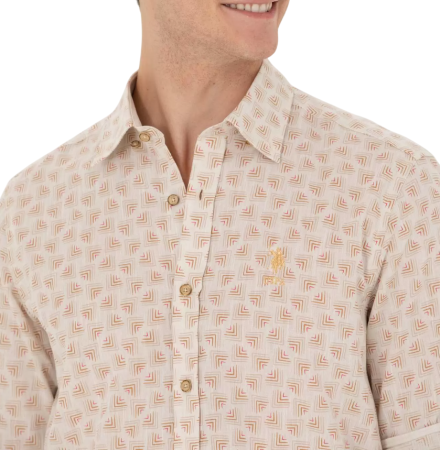 Рубашка хлопковая мужская / Бежевый / 46