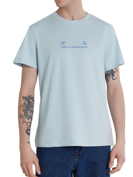 Футболка хлопковая мужская / Голубой / 46