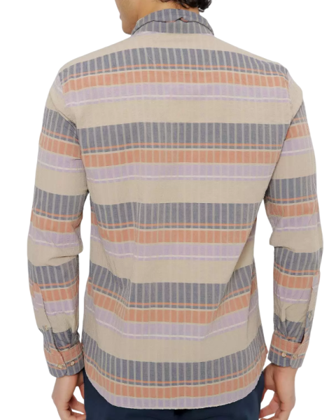 Рубашка в полоску мужская / Бежевый / 44