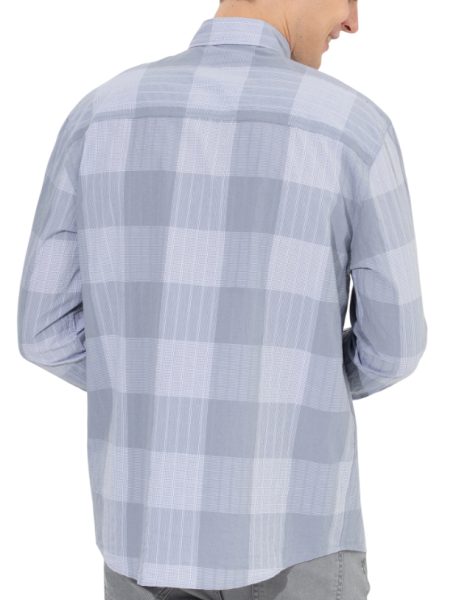 Рубашка в клетку мужская / Серый / 50