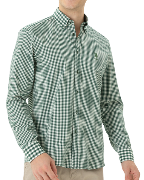 Рубашка хлопковая мужская / Зеленый / 48