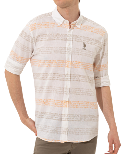 Рубашка с принтом мужская / Хаки / 48