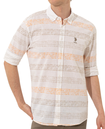 Рубашка с принтом мужская / Хаки / 48