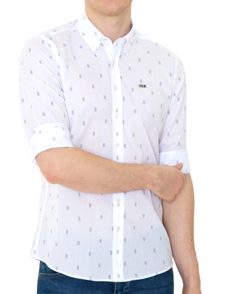 Рубашка хлопковая мужская / Белый / 46