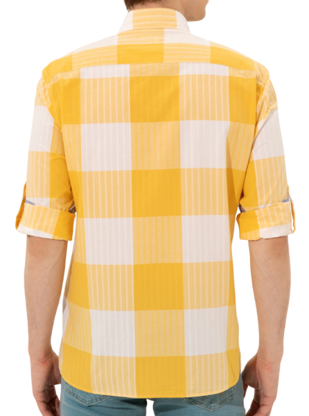 Рубашка в клетку мужская / Желтый / 44