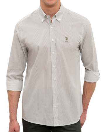 Рубашка хлопковая мужская / Хаки / 46