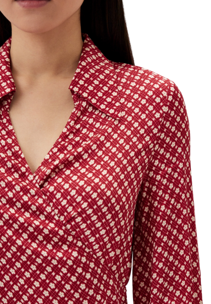 Платье из вискозы с принтом женское / Красный / 40