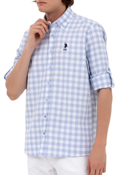 Рубашка с логотипом мужская / Голубой / 44