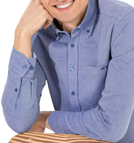 Рубашка с логотипом мужская / Синий / 42