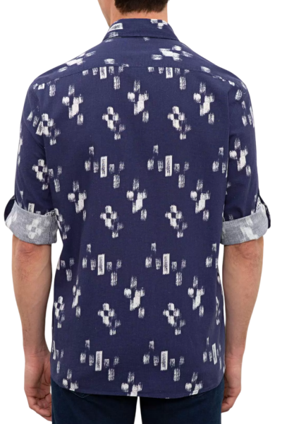 Рубашка с принтом мужская / Тёмно-синий / 44