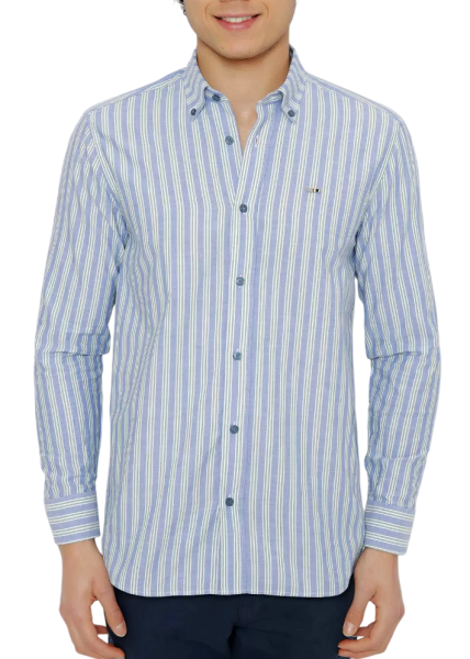 Рубашка с логотипом мужская / Синий / 44