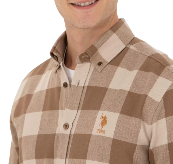 Рубашка с принтом мужская / Бежевый / 46