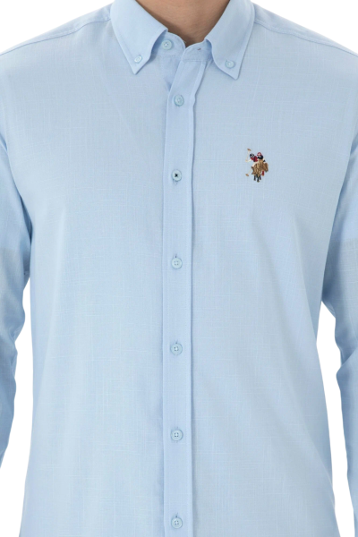 Рубашка хлопковая мужская / Голубой / 44