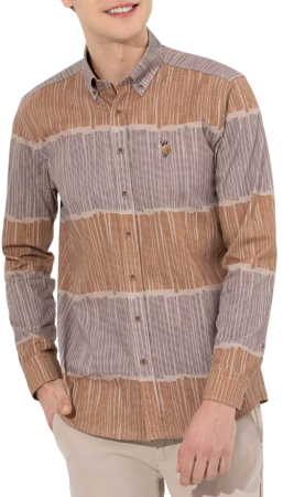 Рубашка с принтом мужская / Бежевый / 50