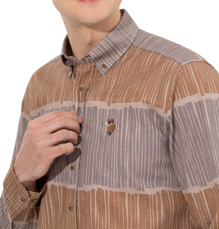 Рубашка с принтом мужская / Бежевый / 50
