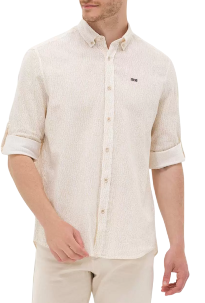 Рубашка хлопковая мужская / Бежевый / 46