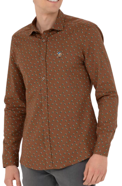Рубашка с логотипом мужская / Коричневый / 46