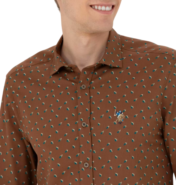 Рубашка с логотипом мужская / Коричневый / 46