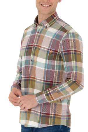 Рубашка с принтом мужская / Бордовый / 48