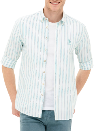 Рубашка с длинным рукавом мужская / Синий / 50