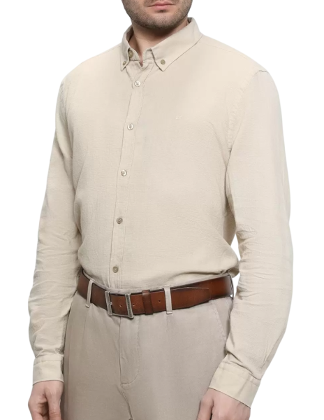 Рубашка прямого кроя мужская / Бежевый / 52