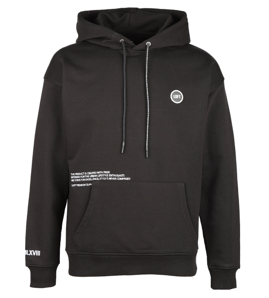 Худи с принтом мужское / Черный / 48