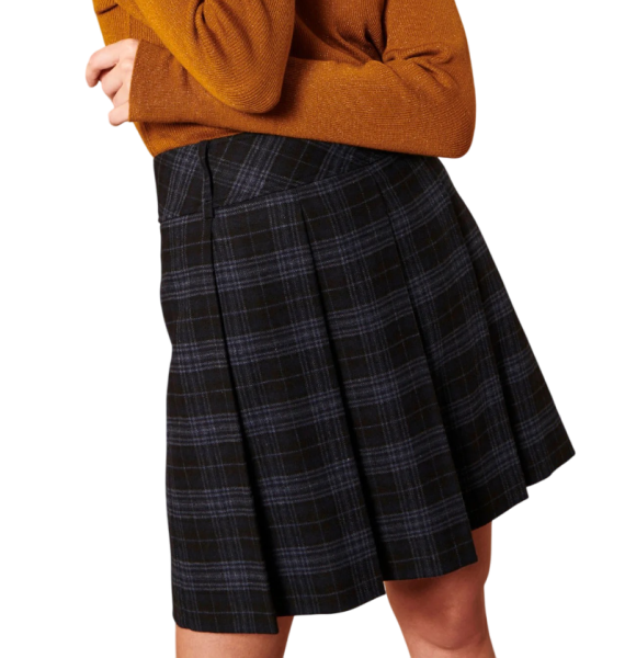 Юбка в клетку женская / Черный / 48