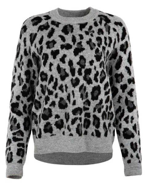 Пуловер с принтом женский  / Темно-серый / 50