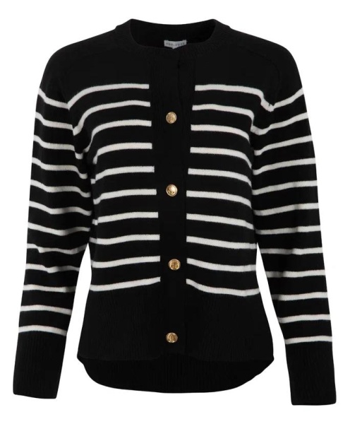 Кардиган в полоску женский / Черно-белый / 50