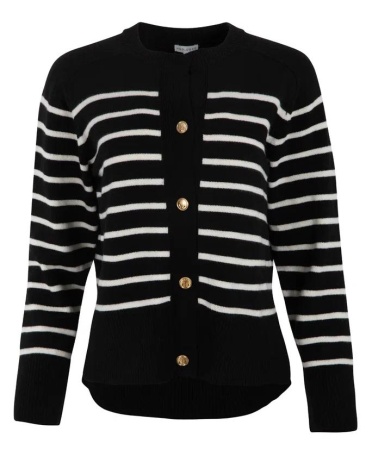 Кардиган в полоску женский / Черно-белый / 50