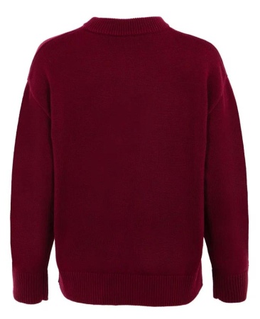 Пуловер свободного кроя женский  / Бордовый / 50