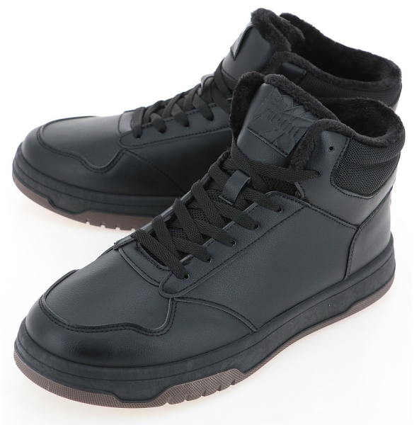 Кеды высокие из кожи мужские / Черный / 40