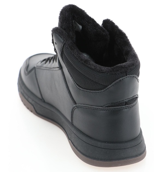 Кеды высокие из кожи мужские / Черный / 45