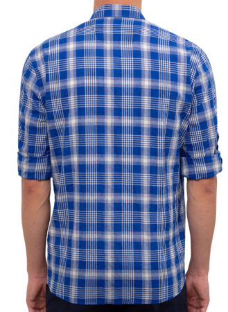 Рубашка в клетку мужская / Синий / 46