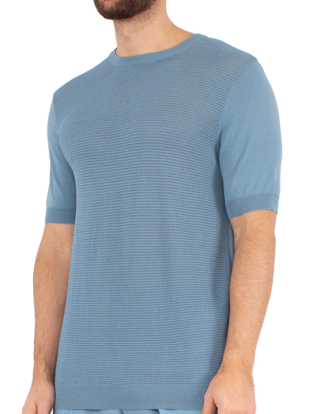 Джемпер с коротким рукавом мужской / Голубой / 48