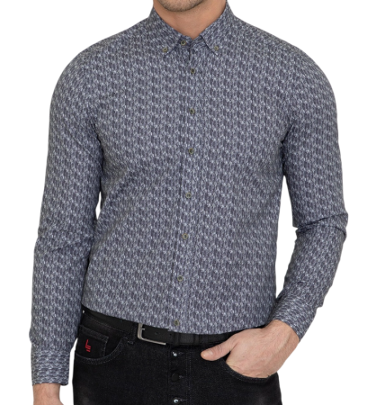 Рубашка хлопковая мужская / Зеленый / 46