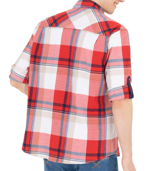 Рубашка хлопковая мужская / Красный / 46