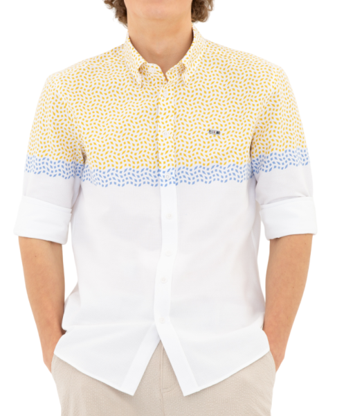 Рубашка хлопковая мужская / Желтый / 44