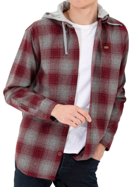 Рубашка в клетку мужская / Бордовый / 42