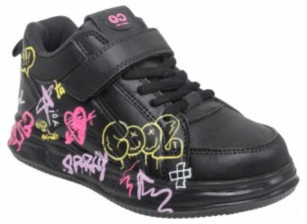 Кроссовки с принтом для девочки / Черный / 28